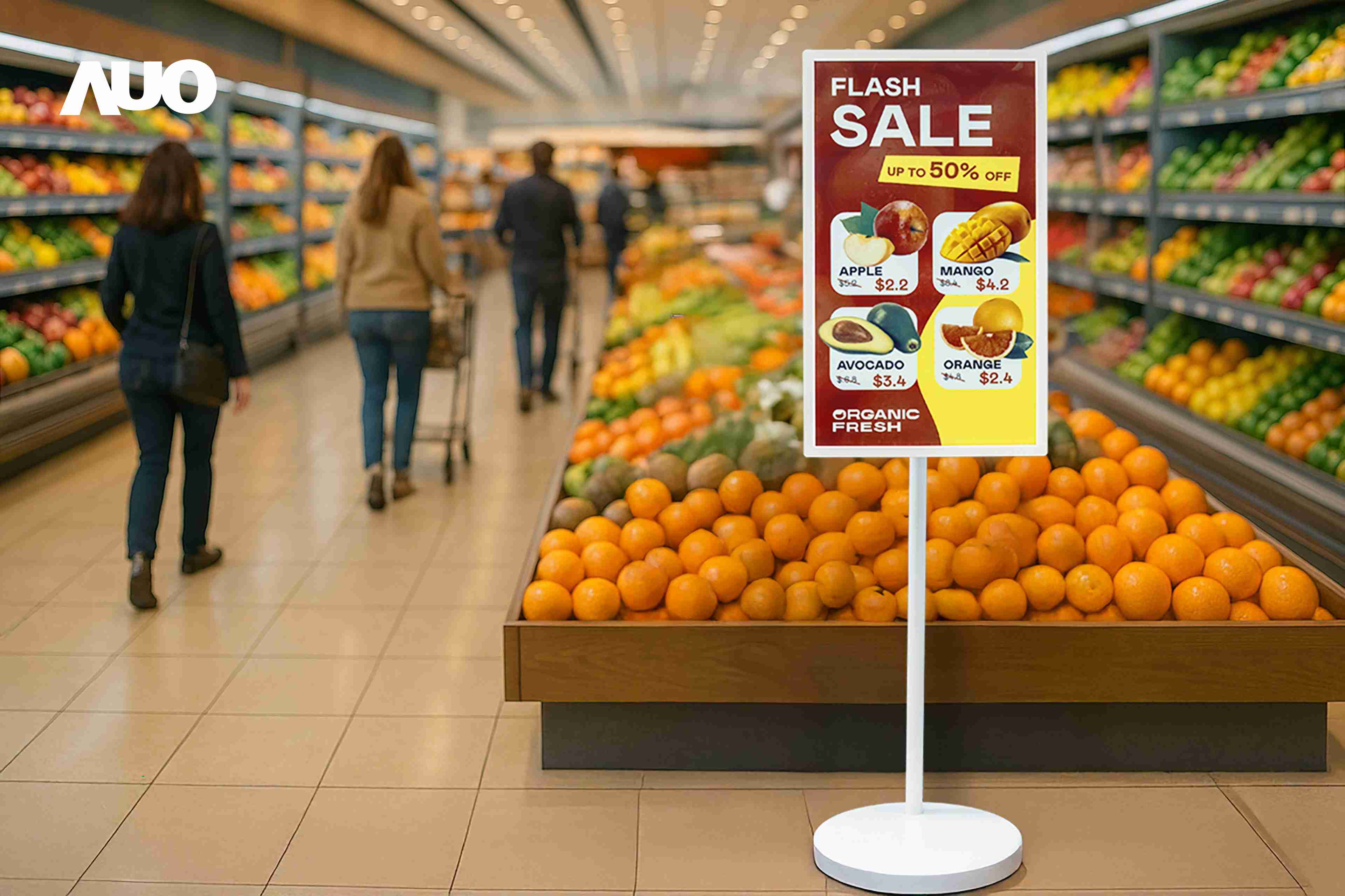 达擎首亮相低功耗、、、、全彩的〝aecoPost电子纸解决方案〞，，，，仅在更新画面时需要微量的电力驱动，，无需布建电线的便捷设计，，，，使其可灵活应用、、、、随意置放，，，，并可透过云端或行动装置app，，，轻松管理及排程广告内容，，晋升店头营销利器。。。